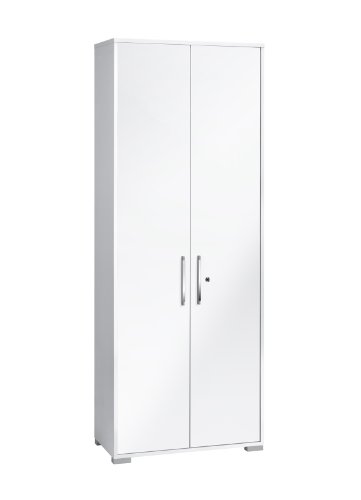 MAJA-Möbel 1232 3956 Aktenregal mit Türen, Icy-weiß - weiß Hochglanz, Abmessungen BxHxT: 80 x 214,5 x 40 cm